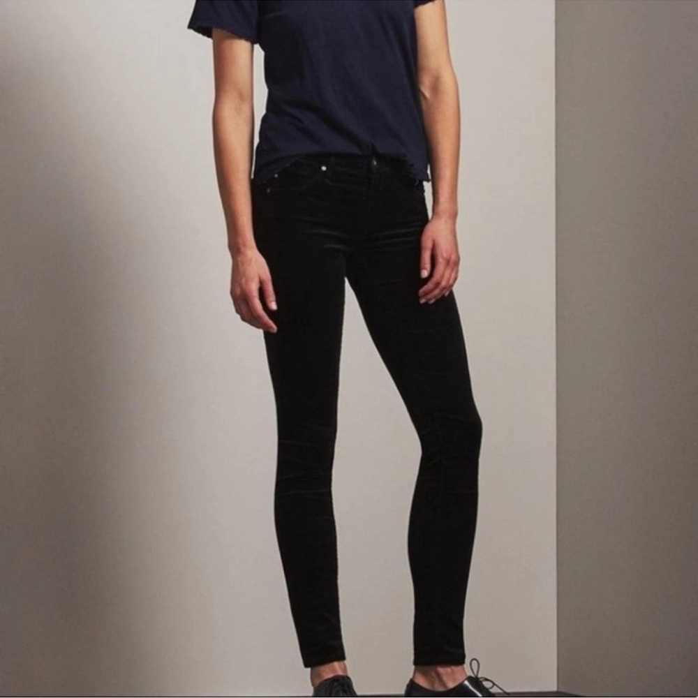Ag Adriano Goldschmied The Legging Women 26 Black Velvet Super Skinny Jeans $198